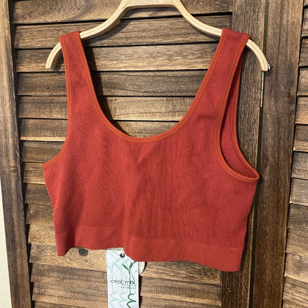 C'est Moi Ribbed Reversable Bamboo Bralette "Brick"